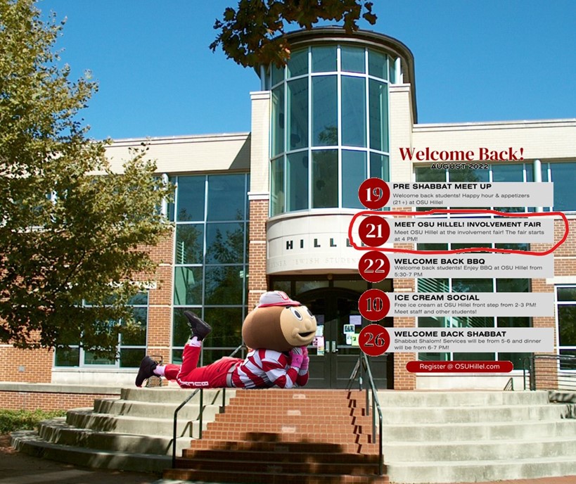 Come Meet OSU Hillel at the Involvement Fair 8/28/22 Ohio State